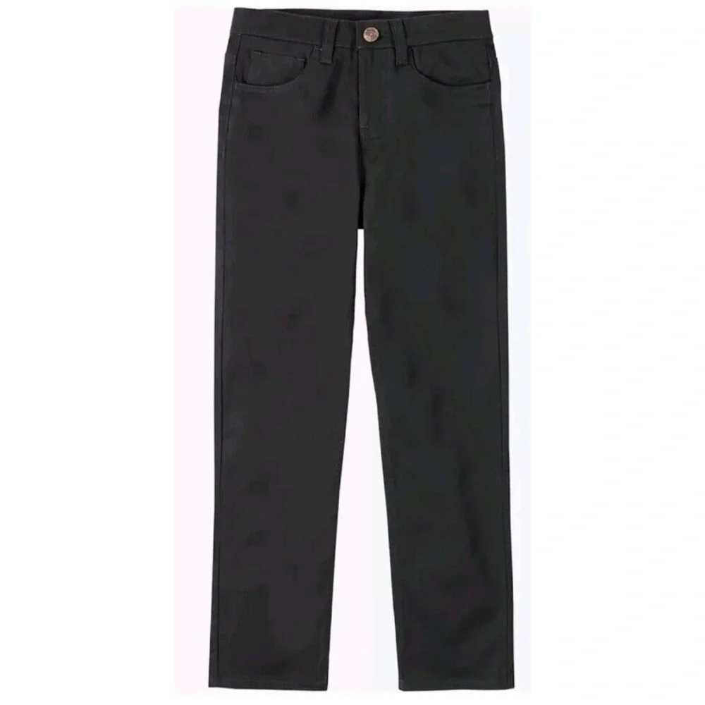 Nautica Boys Flat Front Stretch Twill Chino Chino Khaki Pant, Black 5-Pocket